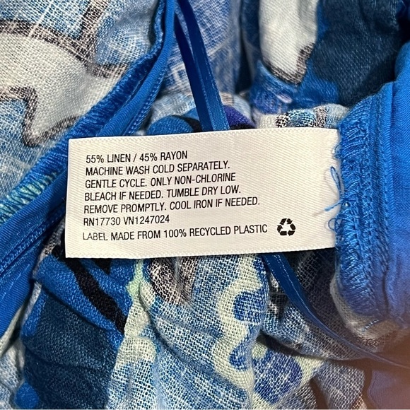 Women's Large Zinnia Floral Print Bell Sleeve Cut Out Jumpsuit RHODE Blue Size S - Picture 8 of 10